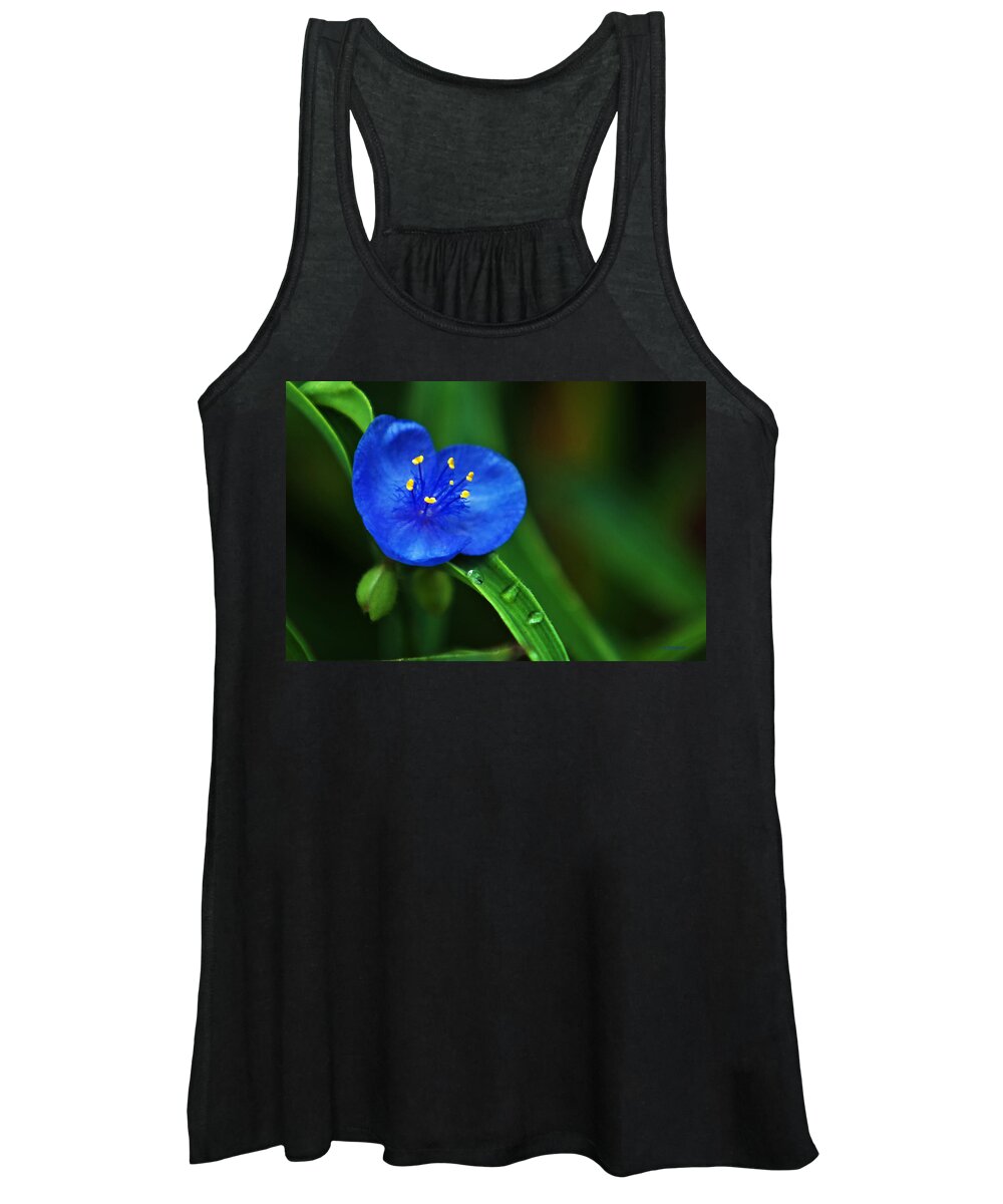 Flowers Women's Tank Top featuring the photograph Yellow Blue And Raindrops by Ed Peterson