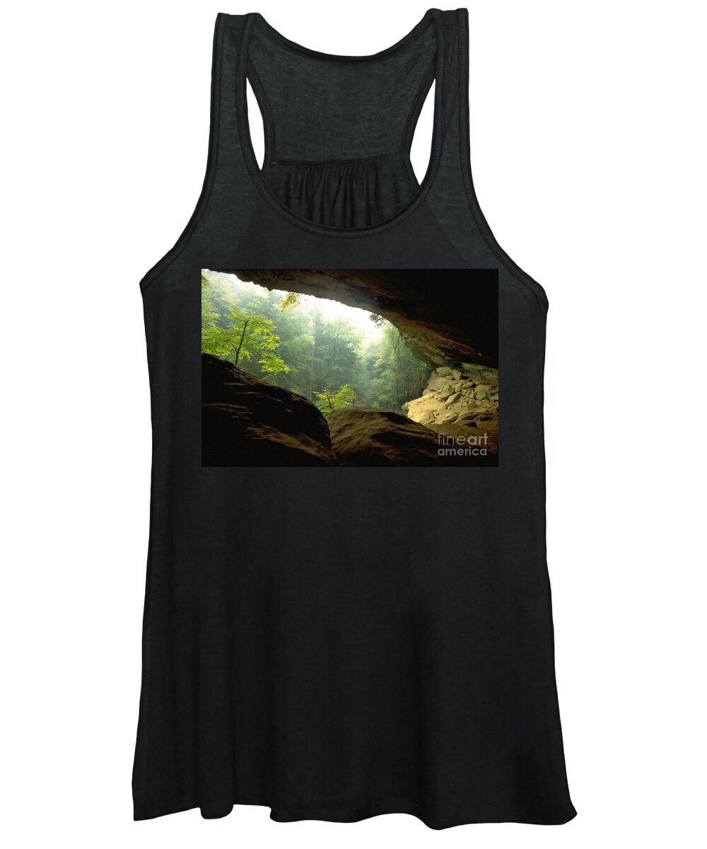 Forest Women's Tank Top featuring the photograph Cave Entrance in Ohio by Sven Brogren