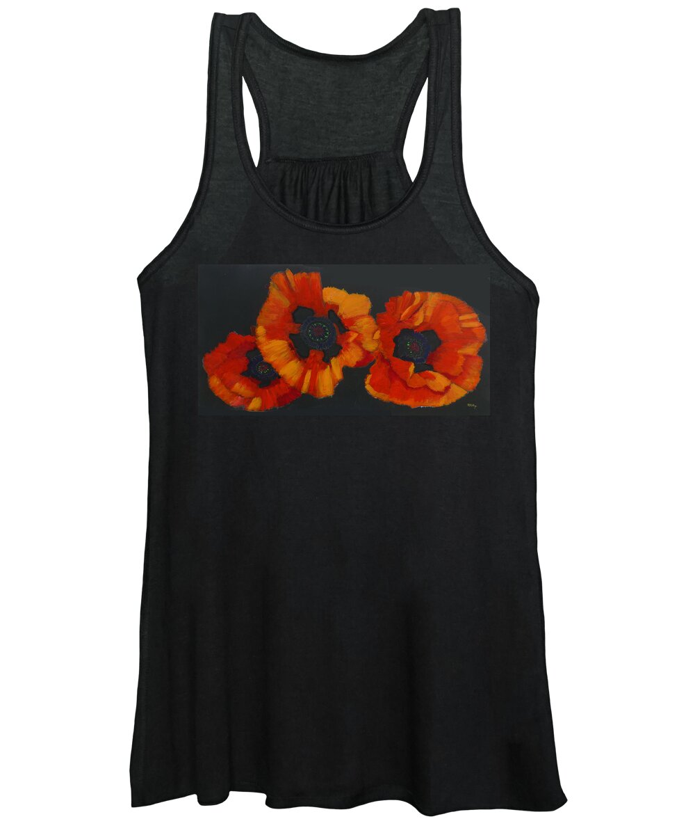 Flowers Women's Tank Top featuring the painting 3 Poppies #1 by Richard Le Page
