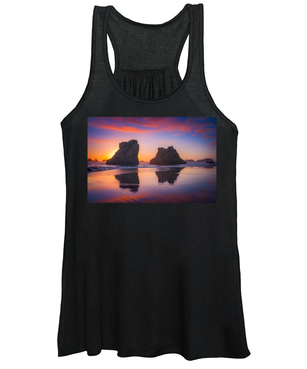 Sunset Women's Tank Top featuring the photograph Bandon Sunset #1 by Darren White