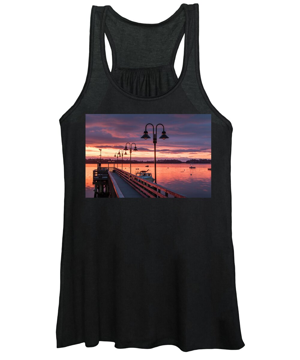 Maine Women's Tank Top featuring the photograph Falmouth Town Landing Sunrise #1 by Colin Chase