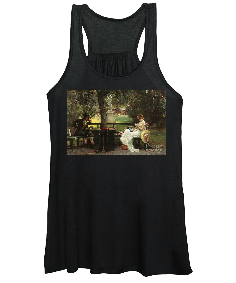 In Love By Marcus Stone Women's Tank Top featuring the painting In Love by Marcus Stone