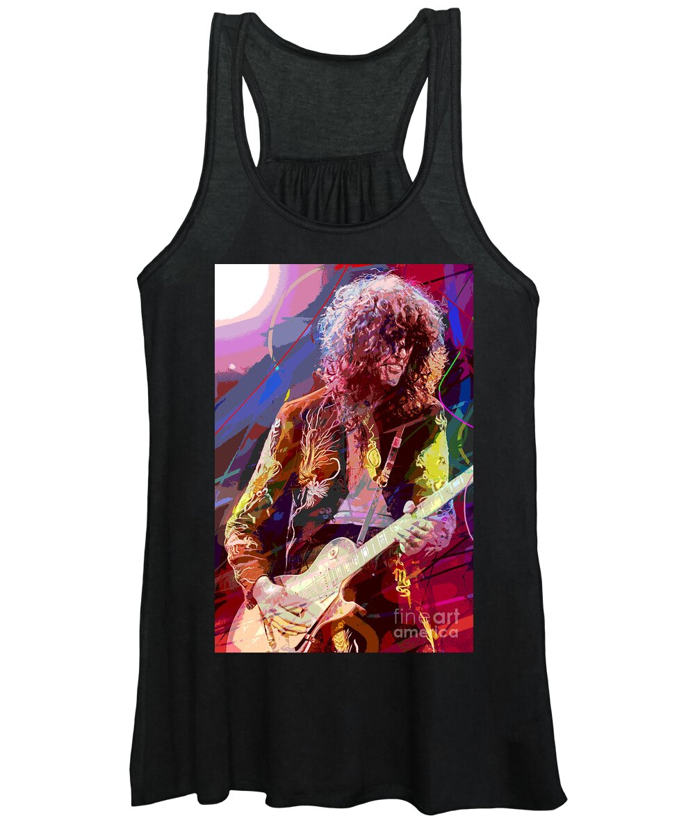Jimmy Page Women's Tank Top featuring the painting Jimmy Page Les Paul Gibson #2 by David Lloyd Glover