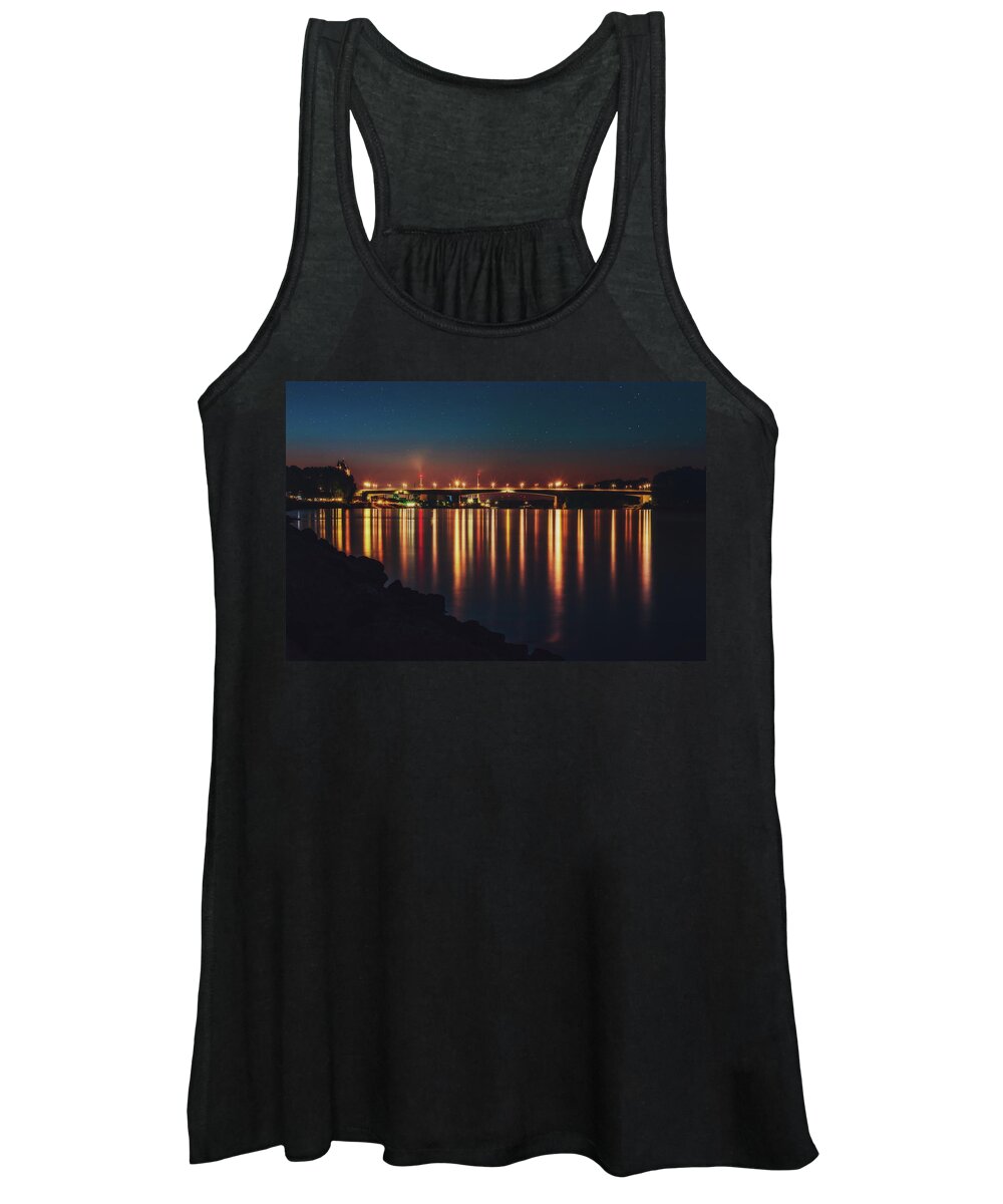 Worms Women's Tank Top featuring the photograph Nibelungenbruecke at Night #3 by Marc Braner