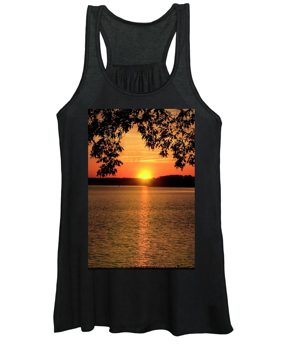 Smith Mountain Lake Women's Tank Top featuring the photograph Smith Mountain Lake Silhouette Sunset #1 by The James Roney Collection