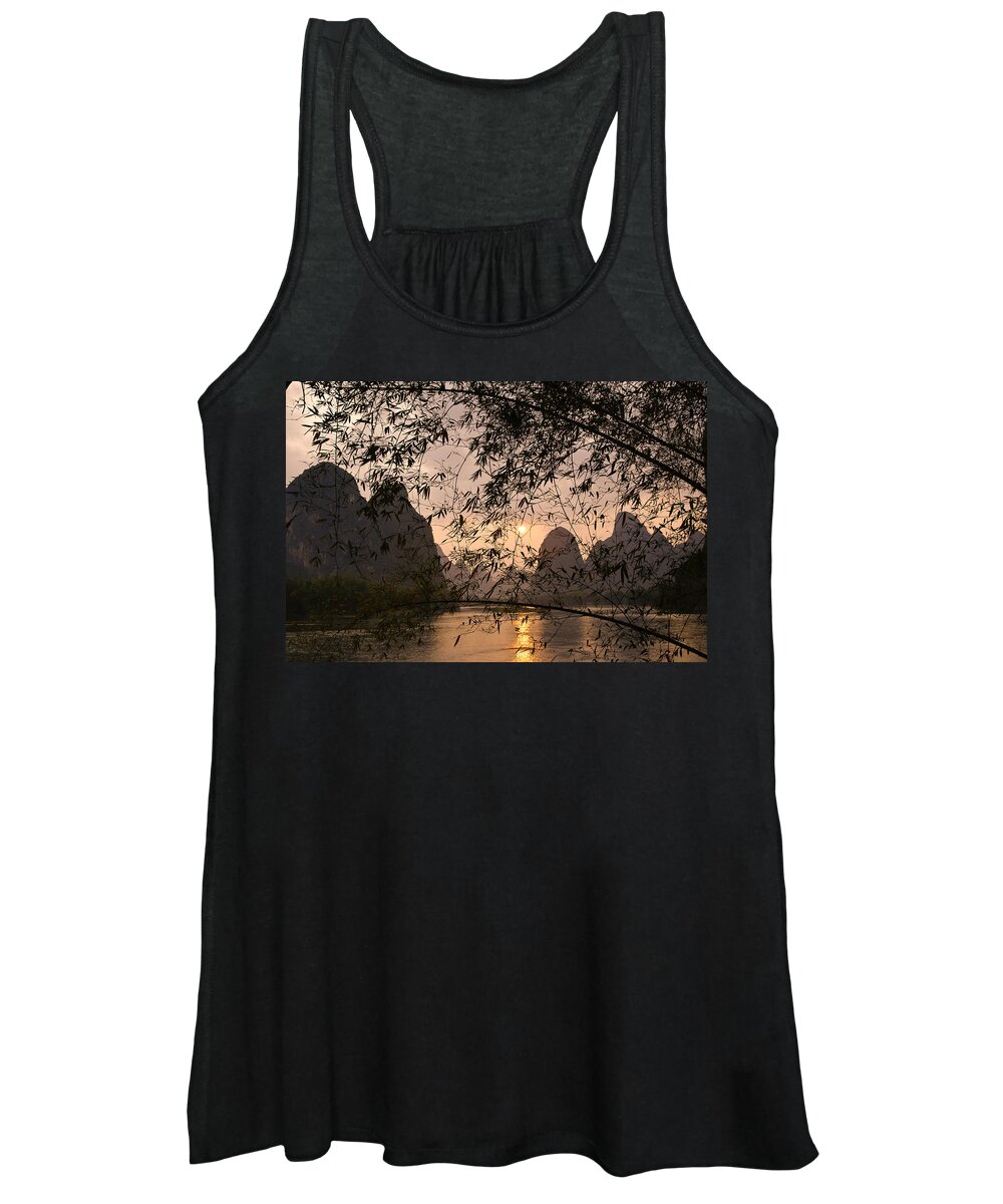 Asia Women's Tank Top featuring the photograph Sunset on the Li River #1 by Michele Burgess