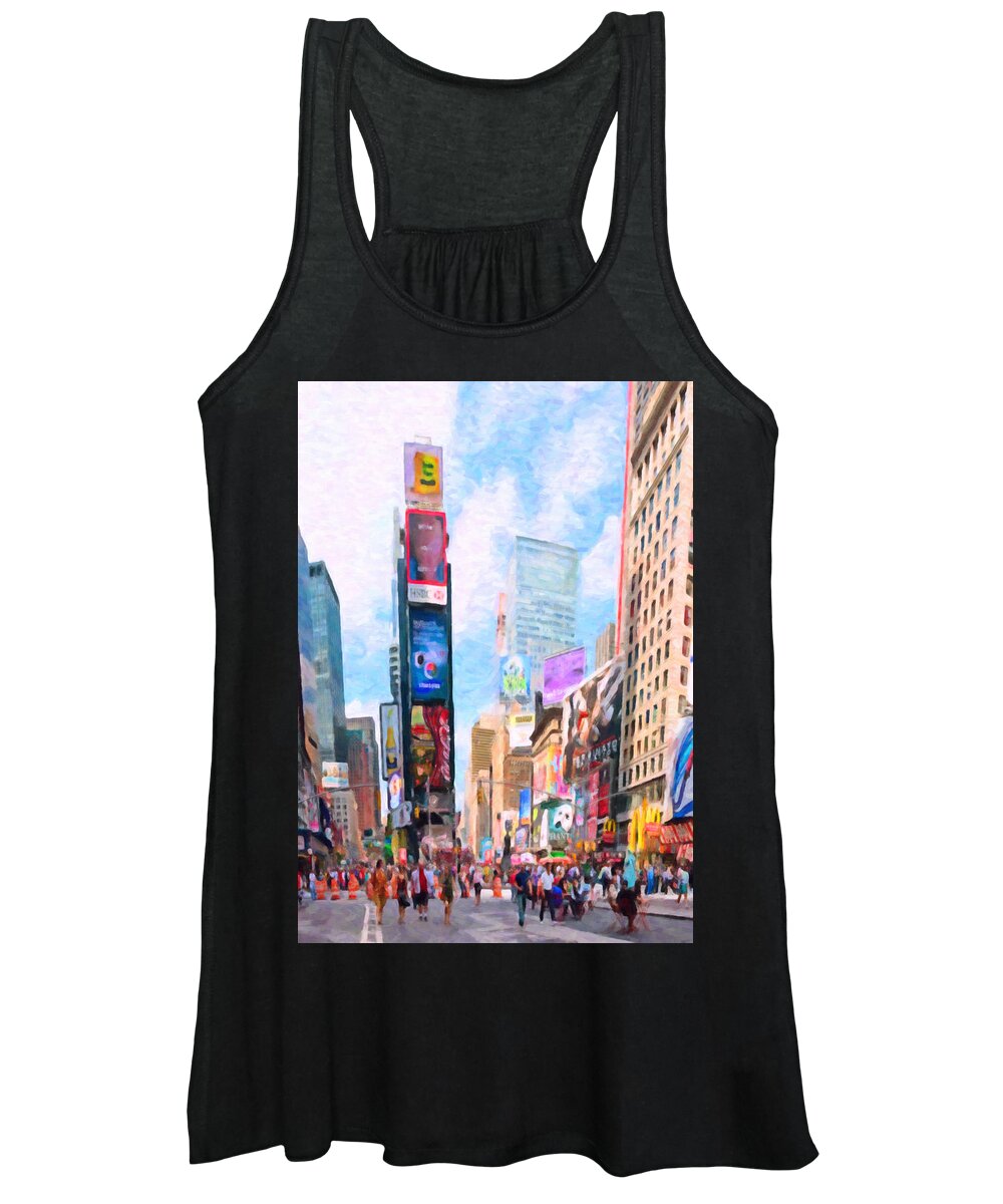 New Women's Tank Top featuring the painting Times Square #1 by Jeelan Clark