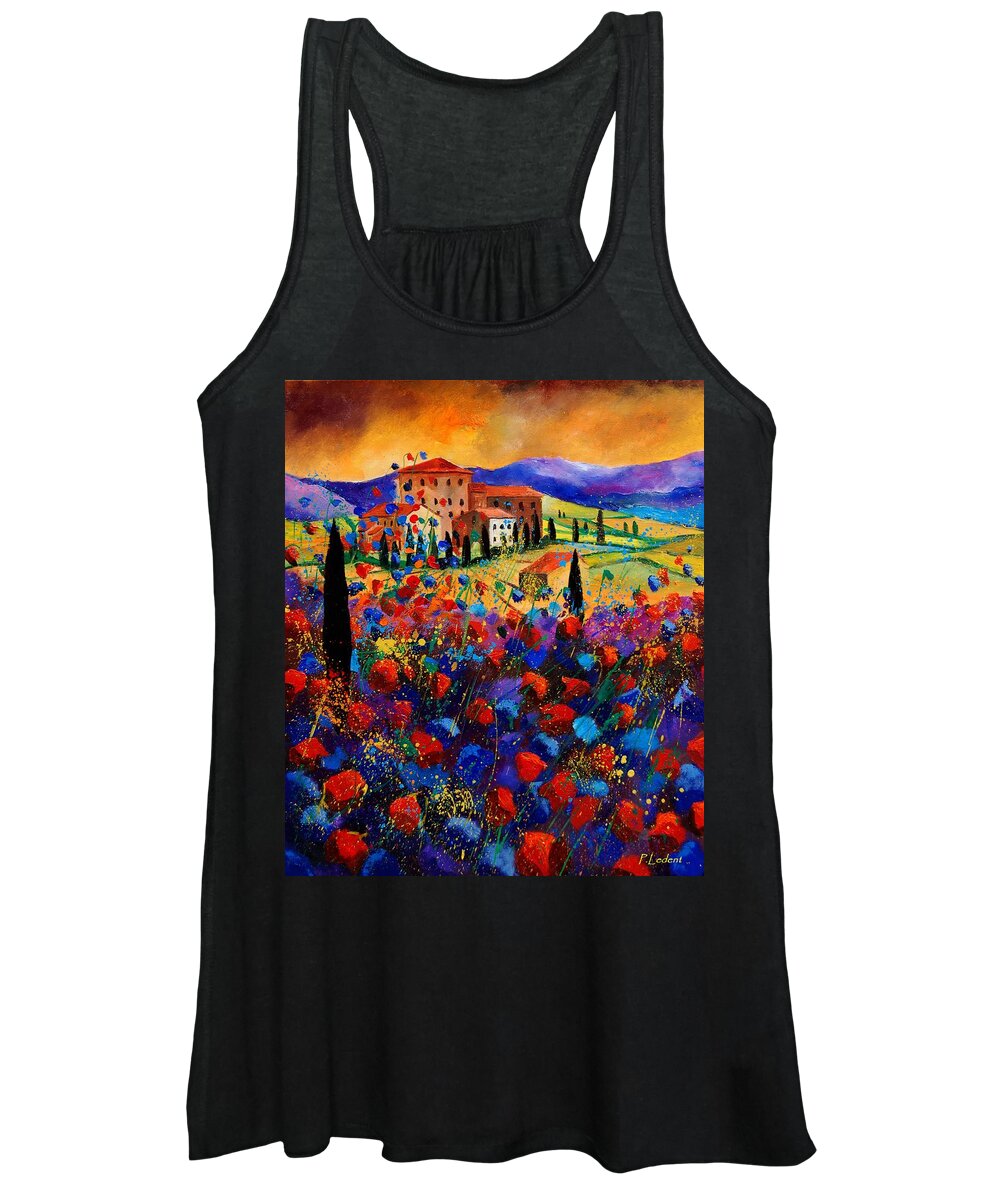 Flowers Women's Tank Top featuring the painting Tuscany poppies #2 by Pol Ledent