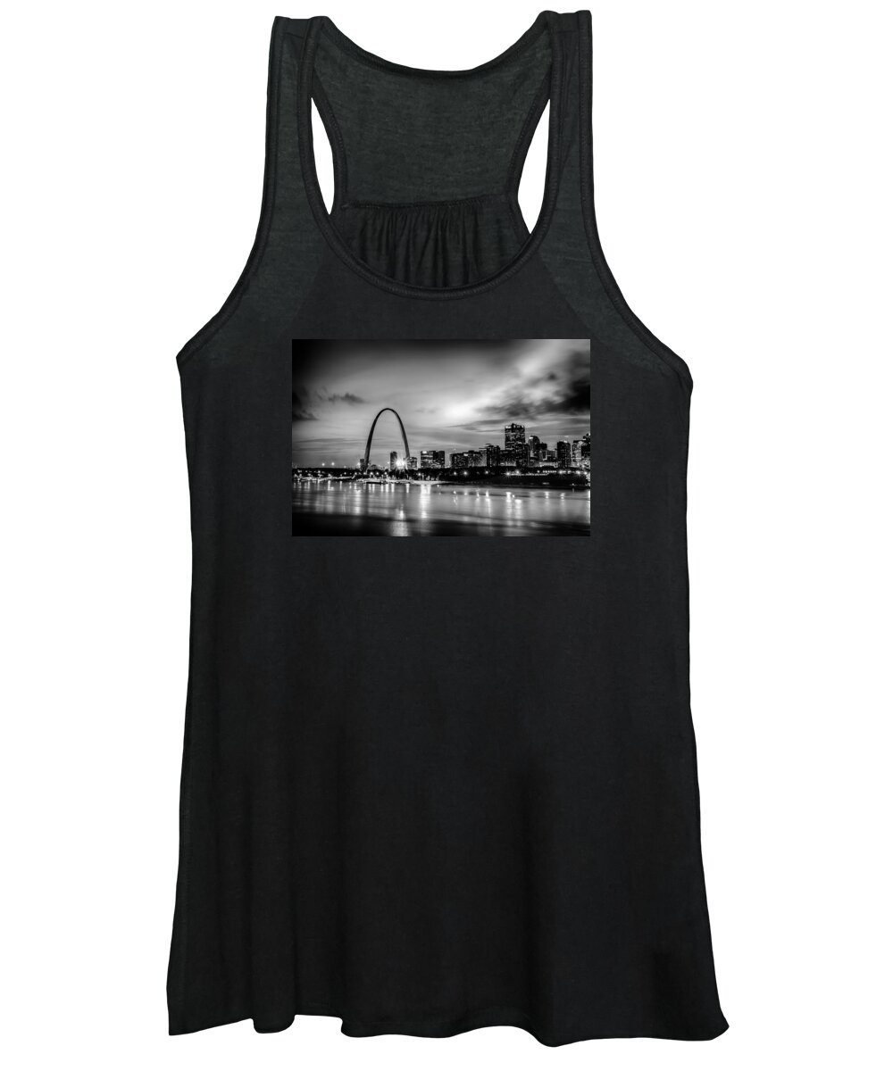 Arc Women's Tank Top featuring the photograph City of St. Louis skyline. Image of St. Louis downtown with Gate #12 by Alex Grichenko