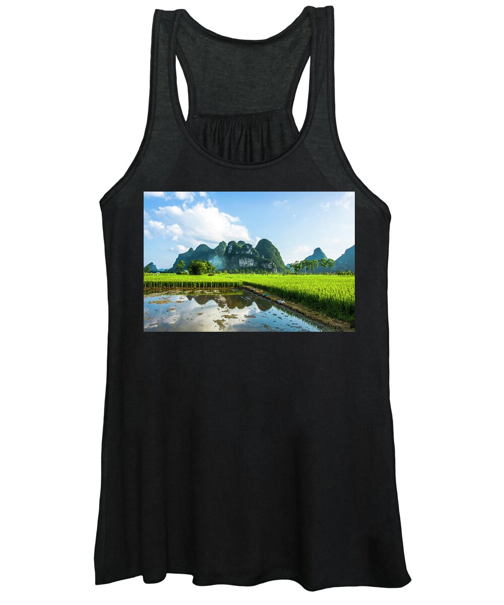Landscape Women's Tank Top featuring the photograph The beautiful karst rural scenery #147 by Carl Ning