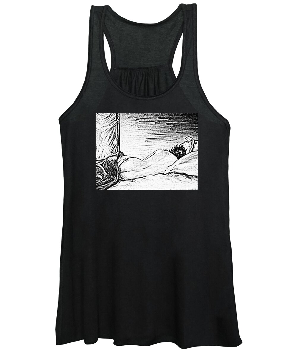 Pinups Women's Tank Top featuring the drawing Pinup #2 by Kim Kent