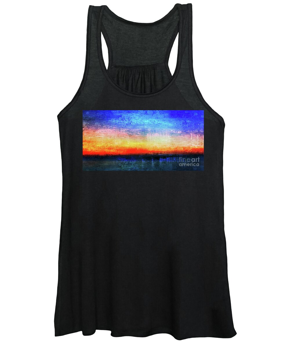 Abstract Women's Tank Top featuring the painting 15a Abstract Seascape Sunrise Painting Digital by Ricardos Creations