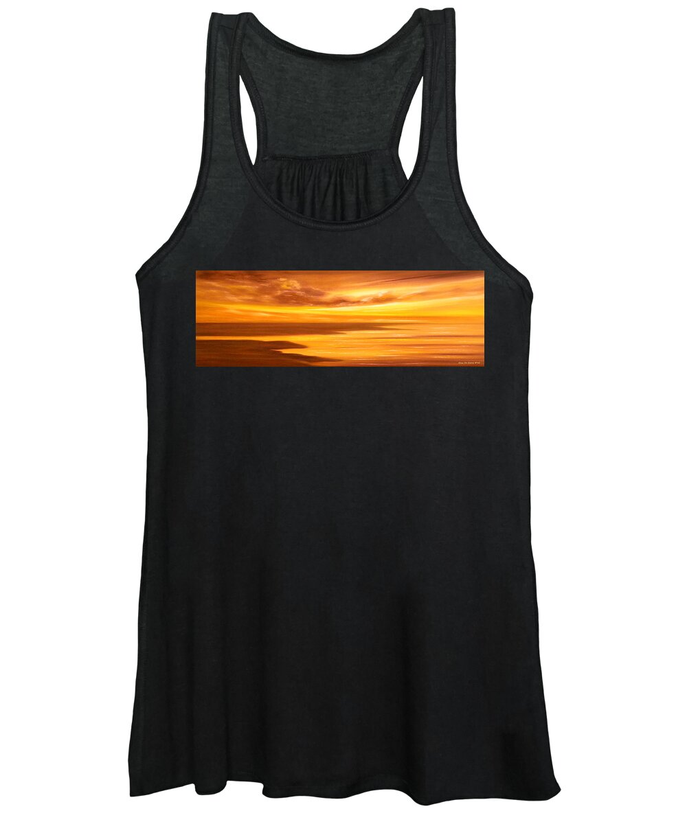 Sunsets Women's Tank Top featuring the painting Golden Panoramic Sunset #2 by Gina De Gorna