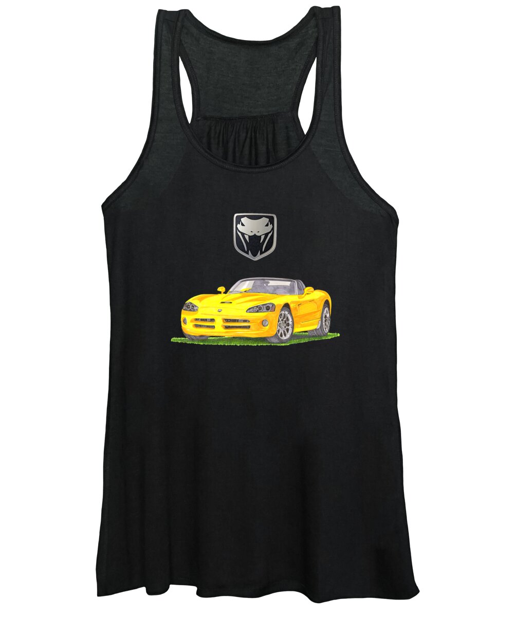 Dodge Muscle Women's Tank Top featuring the painting 2005 Viper S R 10 by Dodge by Jack Pumphrey