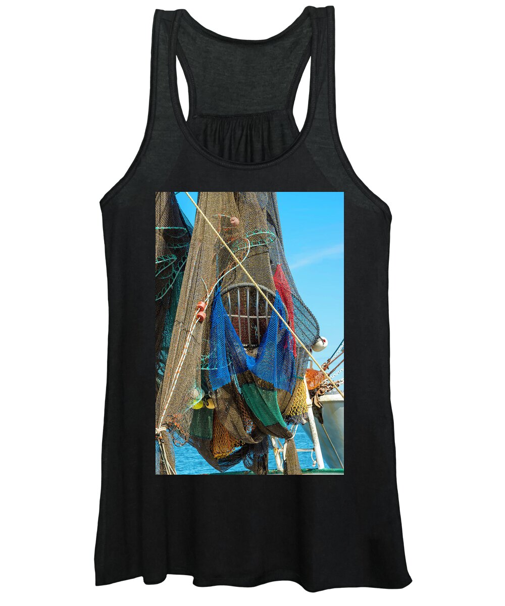 Apalachicola Women's Tank Top featuring the photograph 201503140-099--red-green-blue-nets-2x3 by Alan Tonnesen