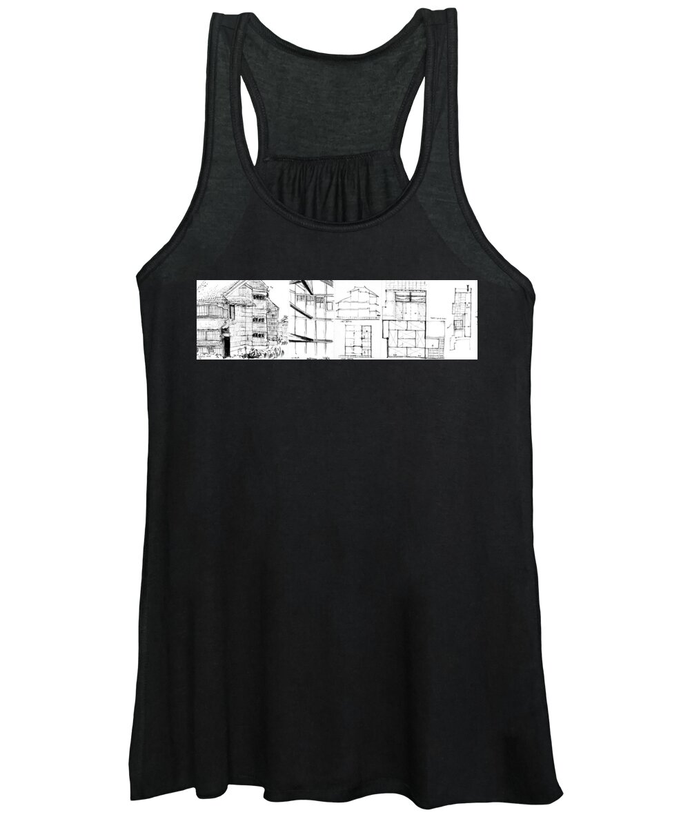 Sustainability Women's Tank Top featuring the drawing 5.6.Japan-2-left-side by Charlie Szoradi