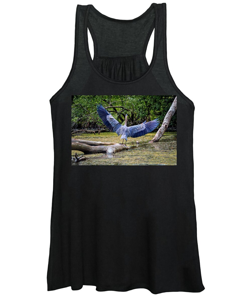 Animal Women's Tank Top featuring the photograph Blue Heron #6 by Peter Lakomy