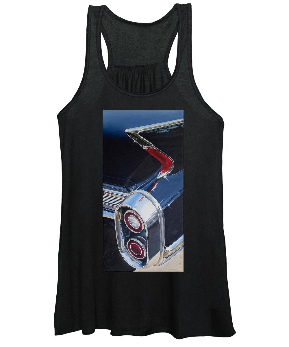 Cadillac Women's Tank Top featuring the painting 60 Cadillac Coupe de Ville by Rob De Vries