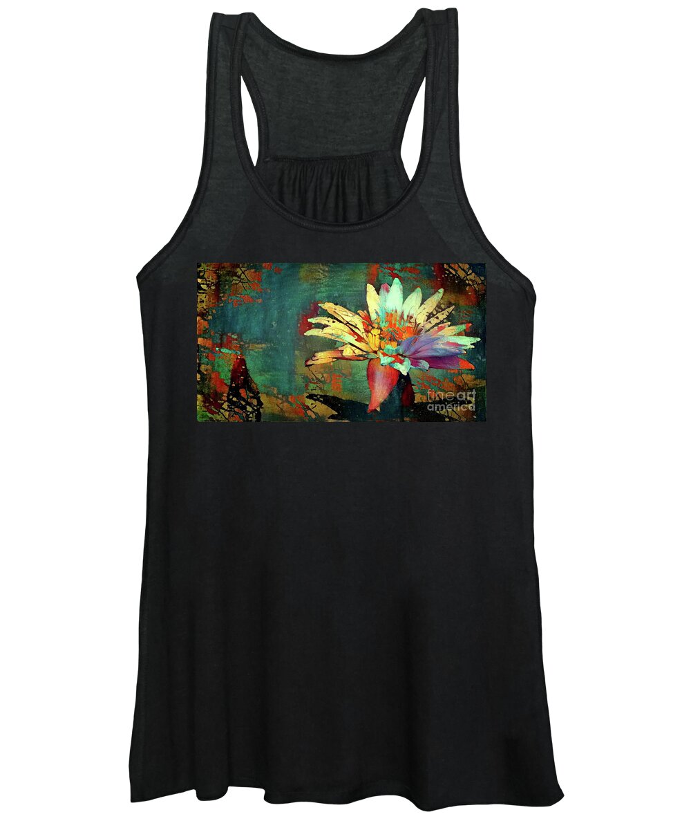 Aquatic Plant Women's Tank Top featuring the digital art Jeweled Water Lilies #75 by Amy Cicconi
