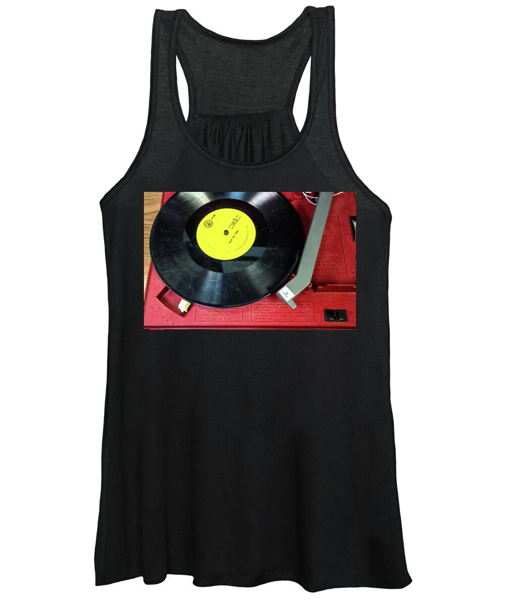 Record Player Women's Tank Top featuring the photograph 8 RPM Record Player by Gary Slawsky