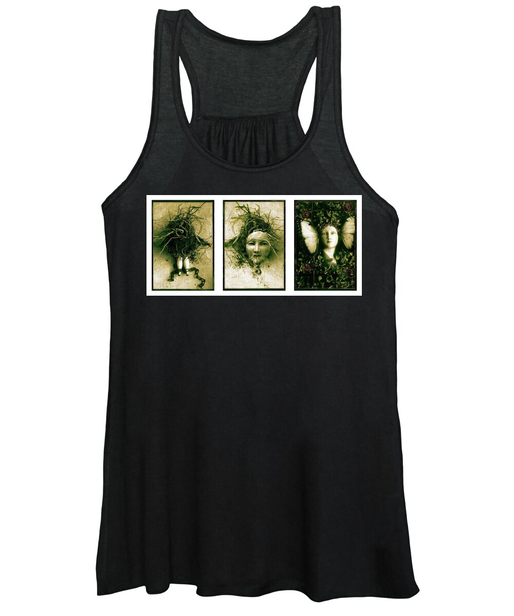 Triptych Women's Tank Top featuring the photograph A Graft In Winter Triptych by David Chasey