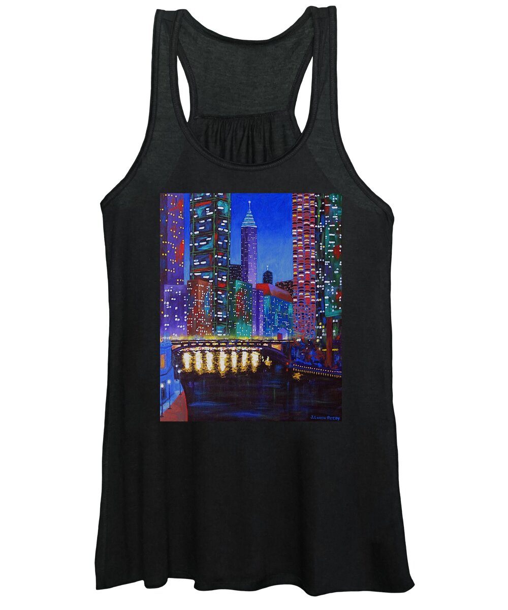 Chicago Women's Tank Top featuring the painting A River Runs Through It 2 by J Loren Reedy