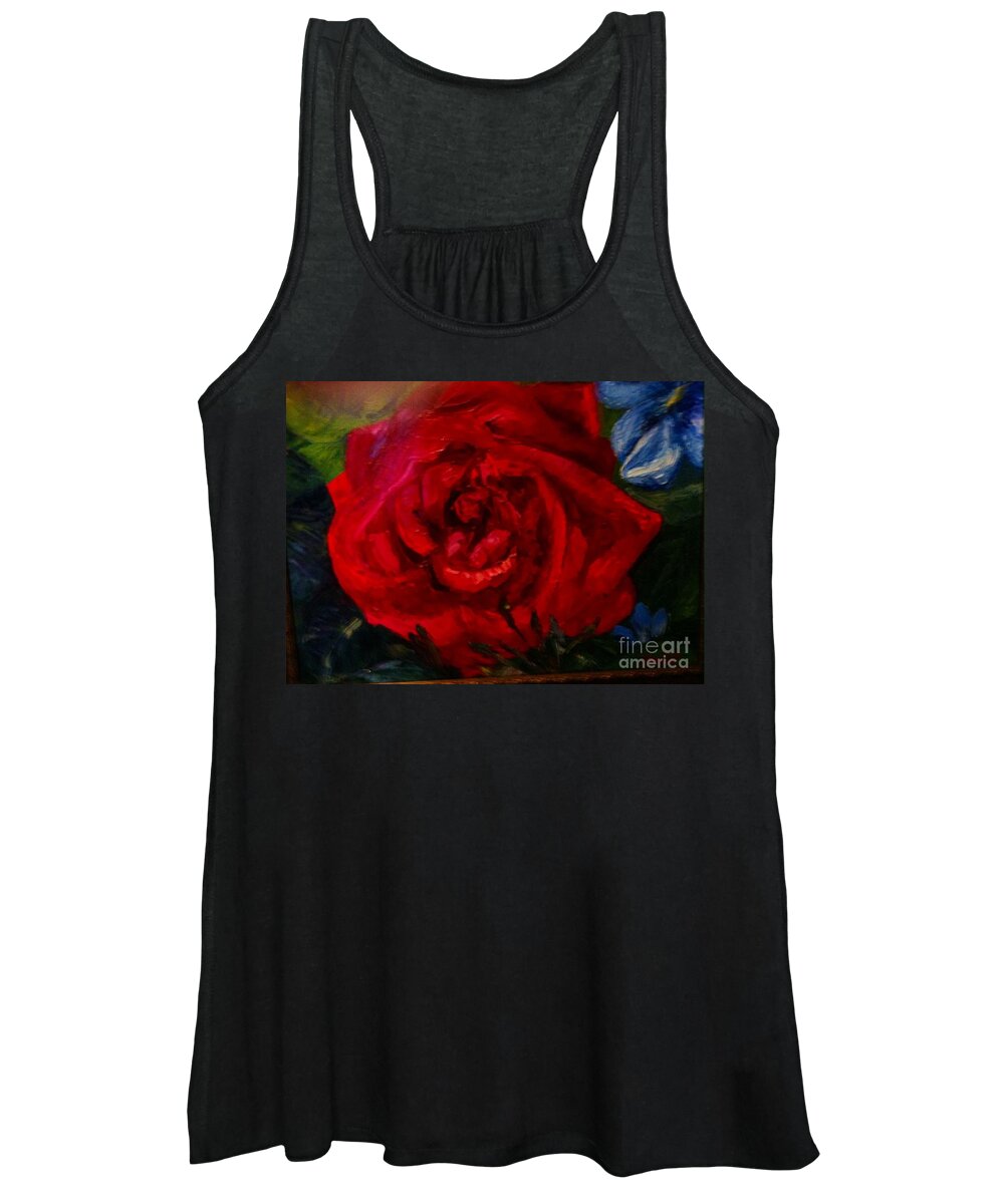 Oil Women's Tank Top featuring the painting A Rose Is by Beverly Boulet
