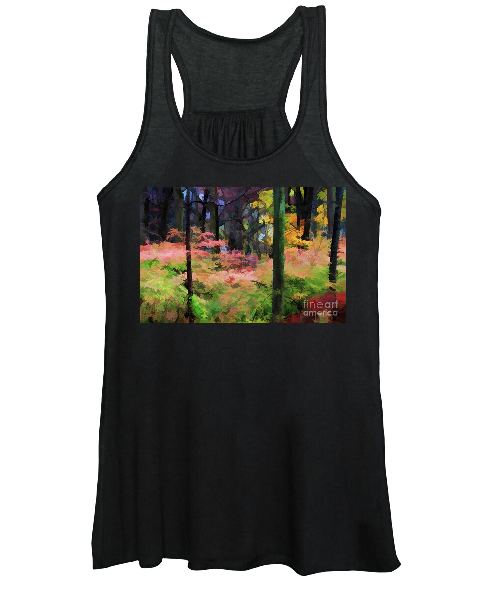 Trees Women's Tank Top featuring the digital art A View of The Woods in Fall by Xine Segalas