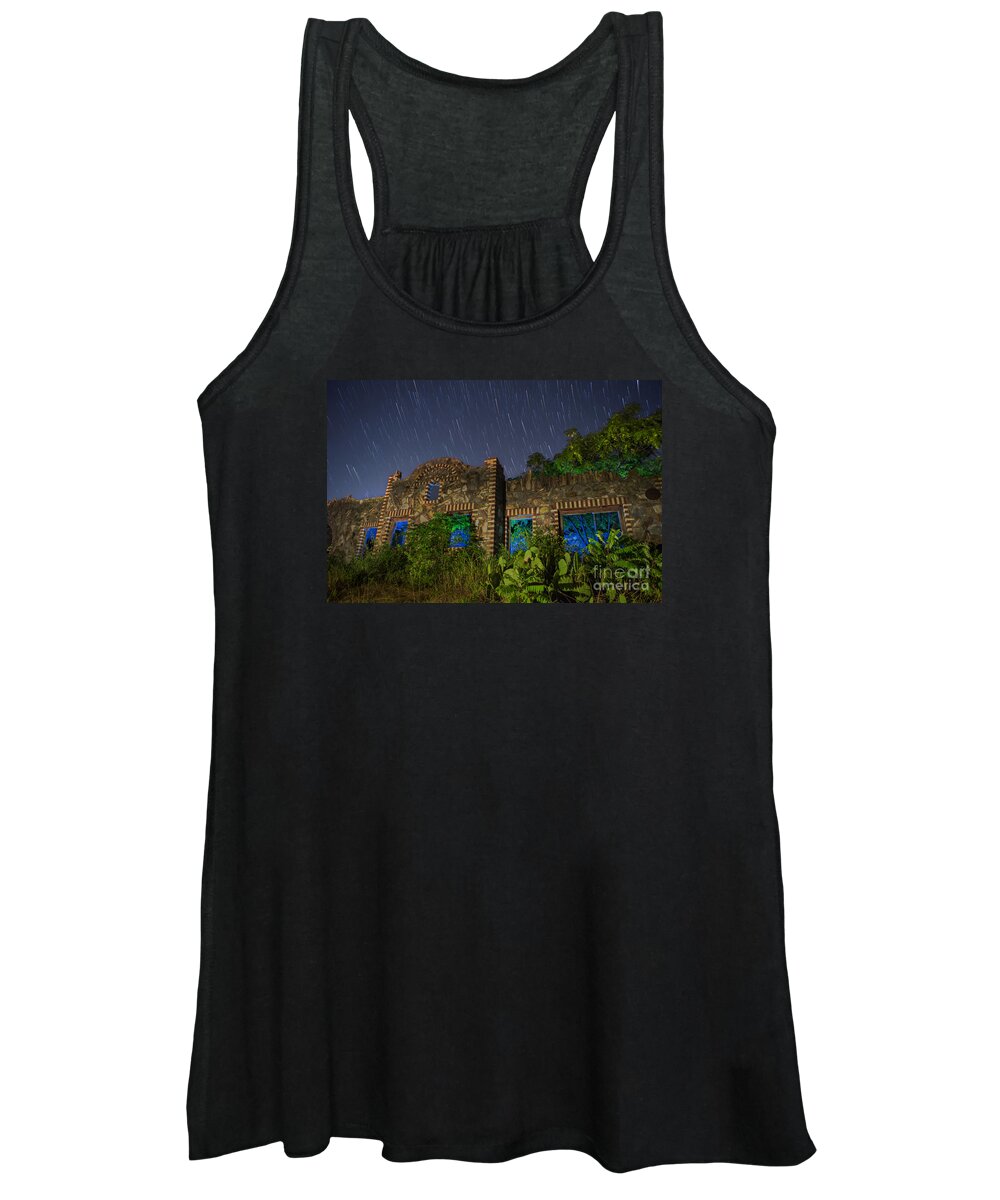 Night Time Photography Women's Tank Top featuring the photograph Abandoned Outlaw Gas Station II by Keith Kapple