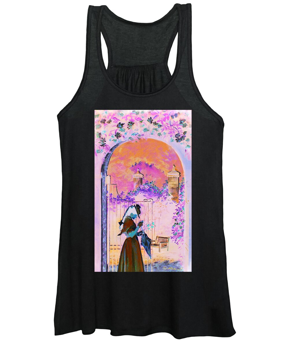 Rose Women's Tank Top featuring the painting Afternoon Stroll by Jean Hildebrant
