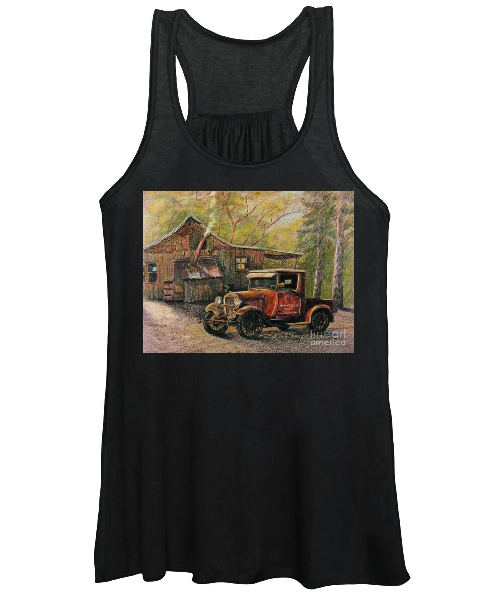 Old Trucks Women's Tank Top featuring the drawing Agent's Visit by Marilyn Smith