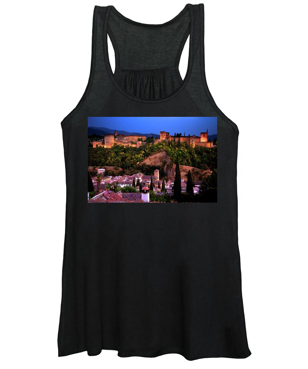  Alhambra Photographs Women's Tank Top featuring the photograph Alhambra at Night by Harry Spitz