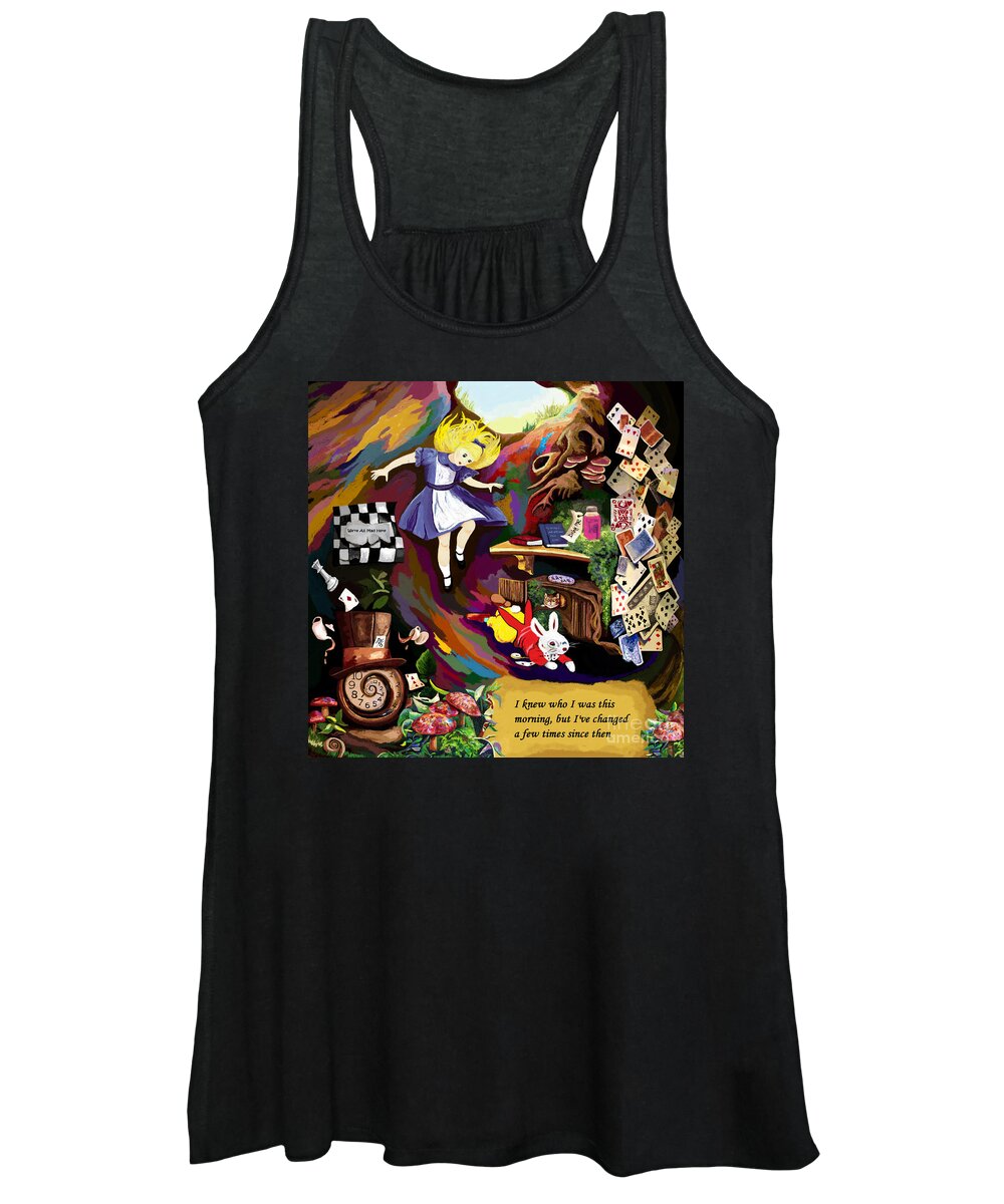 Aliceinwonderland Women's Tank Top featuring the painting Alice is Changing by Jackie Case