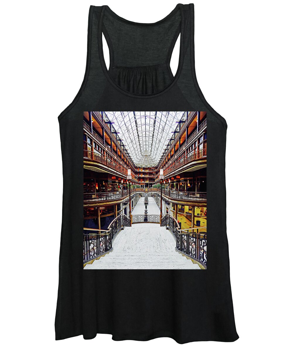 The Arcade Women's Tank Top featuring the photograph Almost Alone in the Arcade by Gary Olsen-Hasek