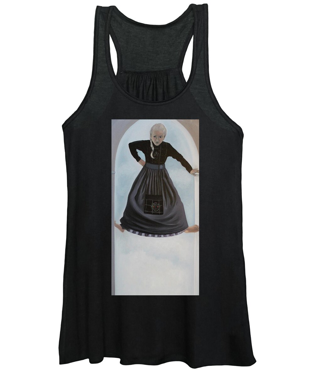 Girl Women's Tank Top featuring the painting Almost Flying Witch by Tone Aanderaa