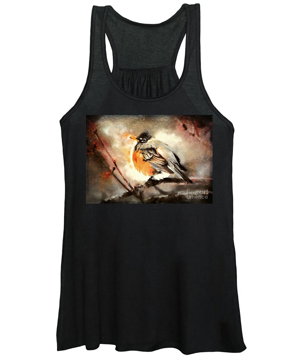 American Robin Women's Tank Top featuring the painting American Robin by Tina LeCour