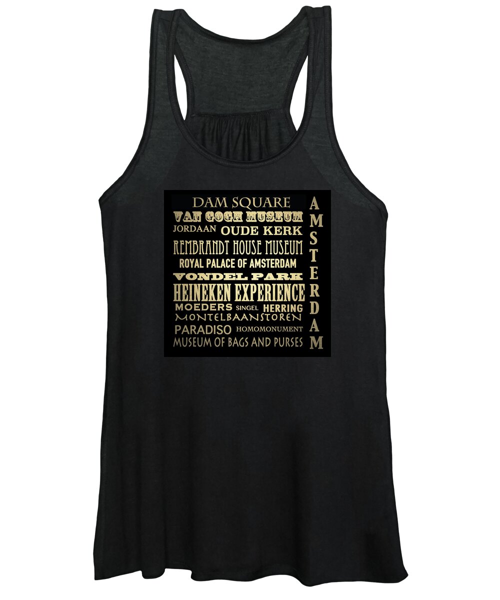 Amsterdam Women's Tank Top featuring the digital art Amsterdam Famous Landmarks by Patricia Lintner