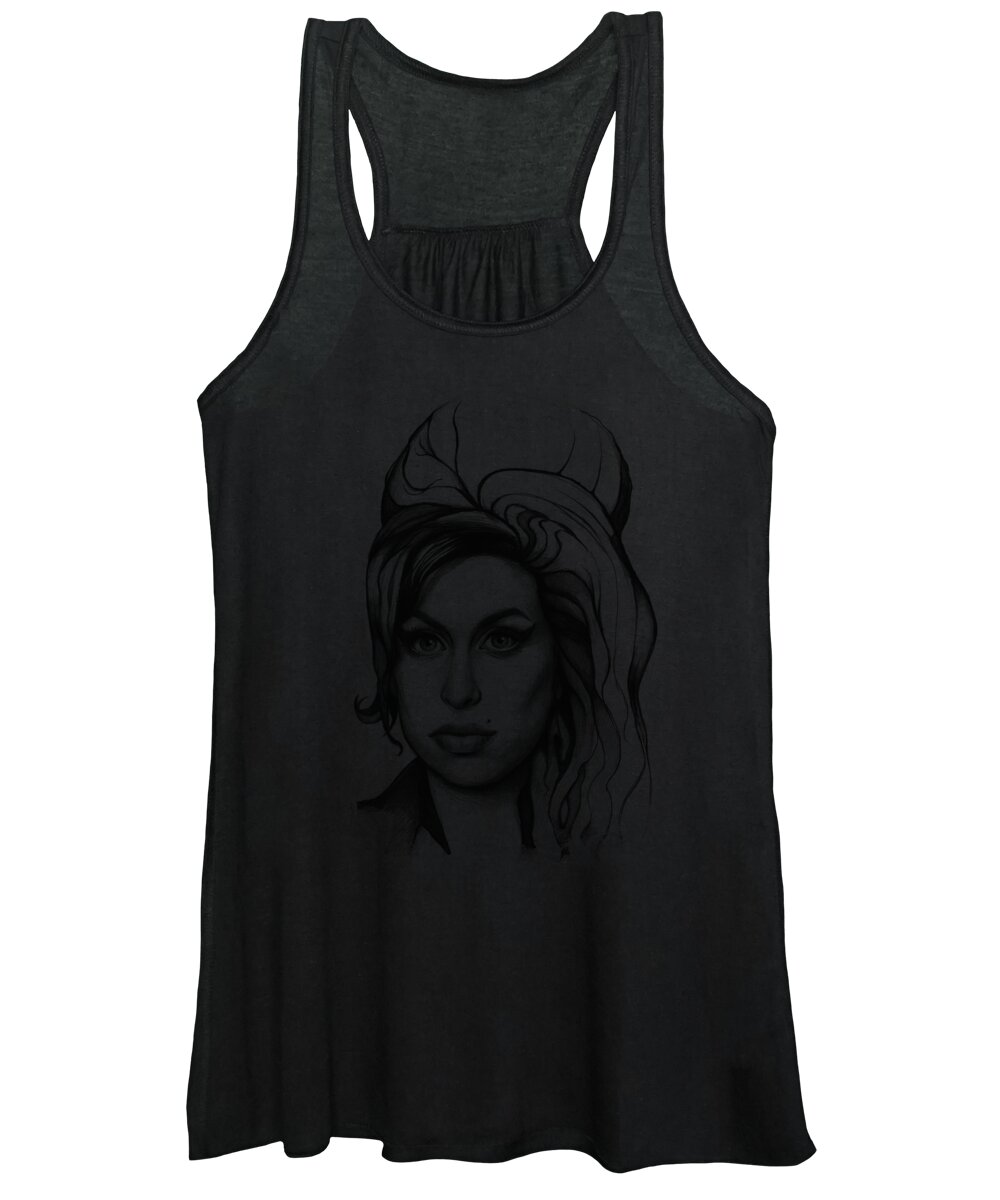 Amy Women's Tank Top featuring the drawing Amy Winehouse by Olga Shvartsur