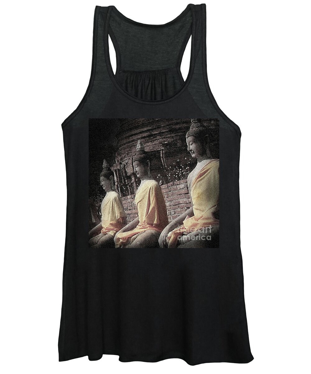 Peace Women's Tank Top featuring the photograph Ancient Buddha Statues by Eena Bo