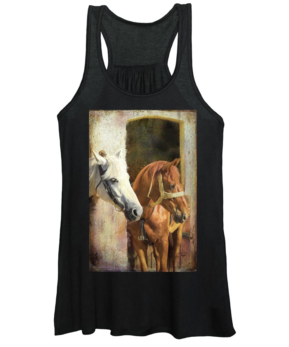 Horses Women's Tank Top featuring the digital art Anticipation by Colleen Taylor