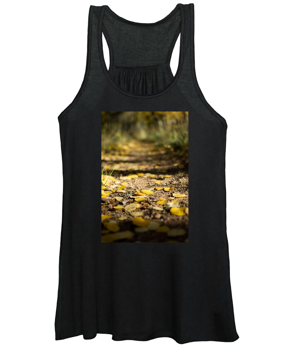 Aspen Women's Tank Top featuring the photograph Aspen leaves on trail by Stephen Holst