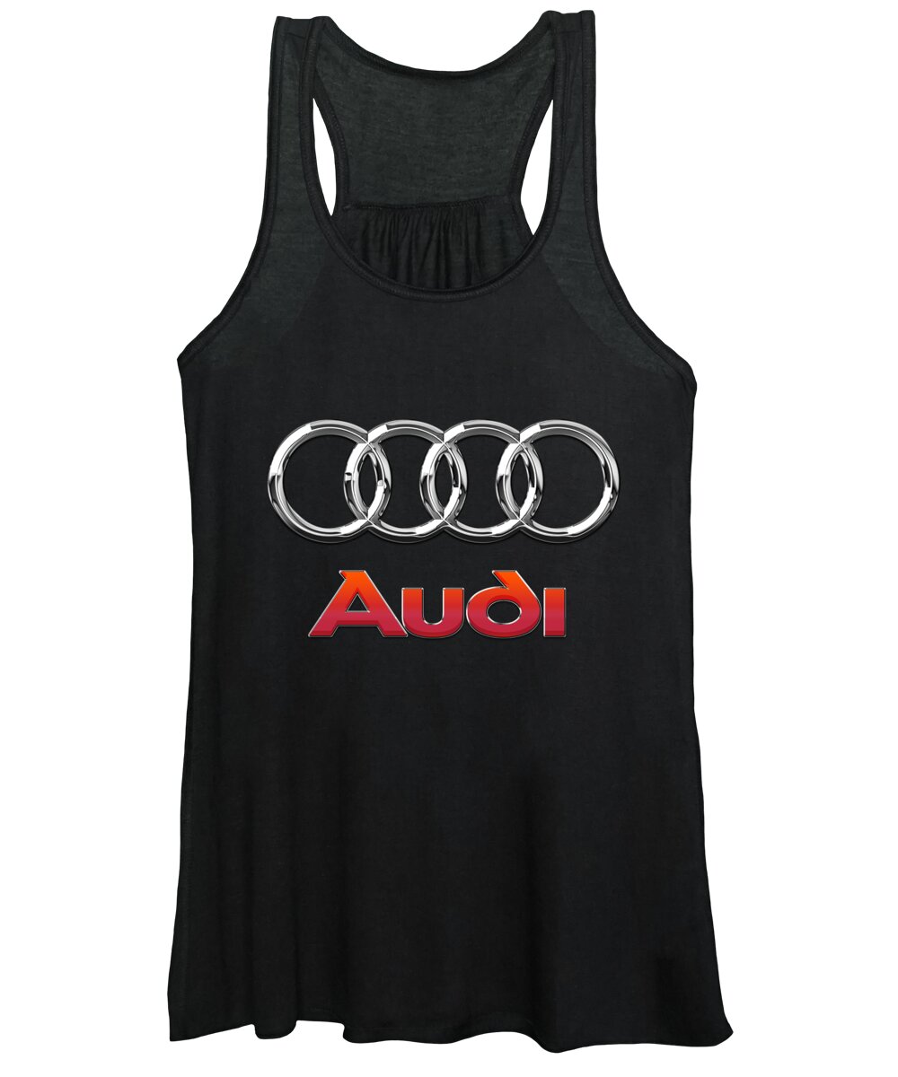 'wheels Of Fortune' Collection By Serge Averbukh Women's Tank Top featuring the photograph Audi 3 D Badge on Black by Serge Averbukh