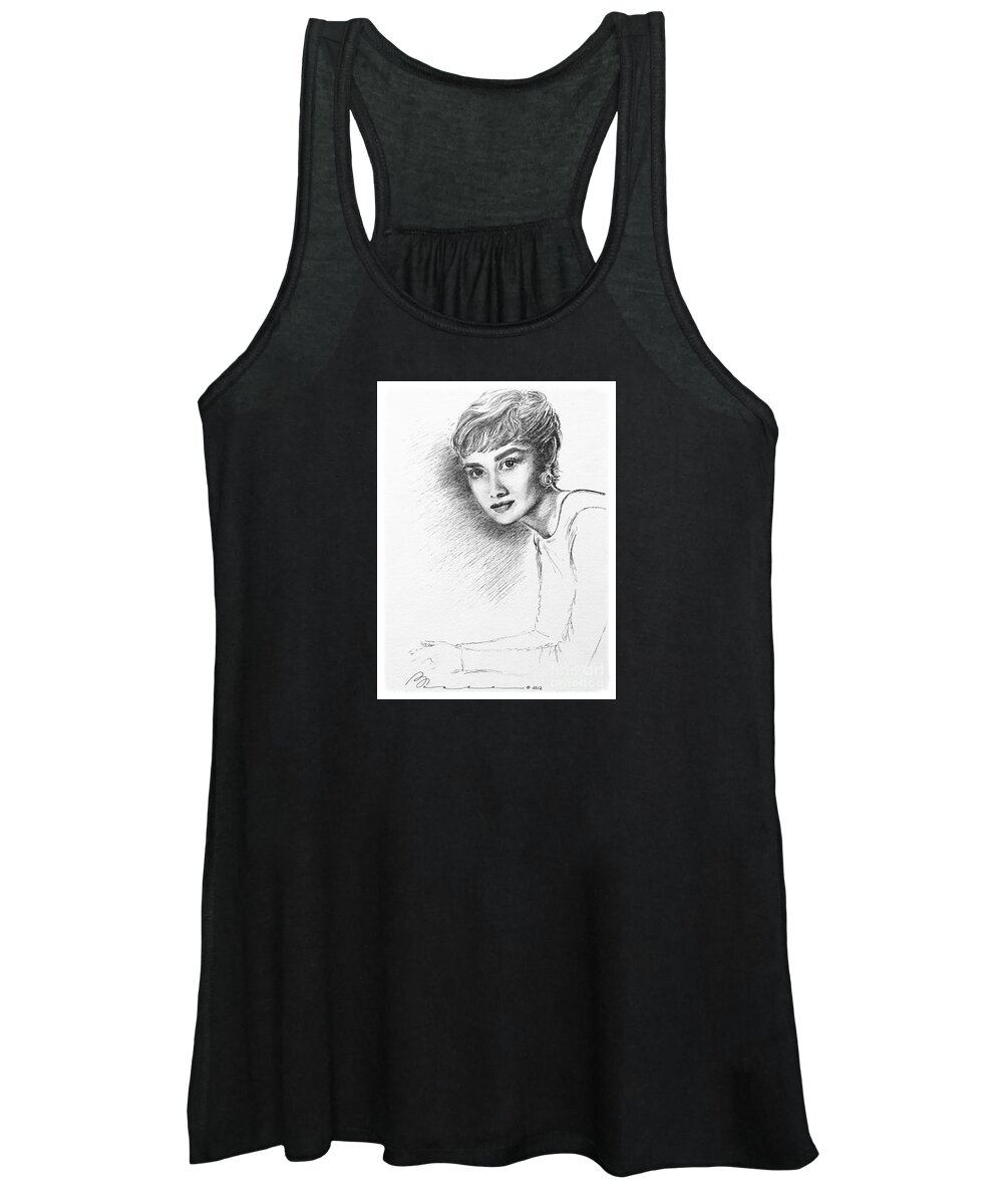 Audrey Women's Tank Top featuring the drawing Audrey by Barbara Chase