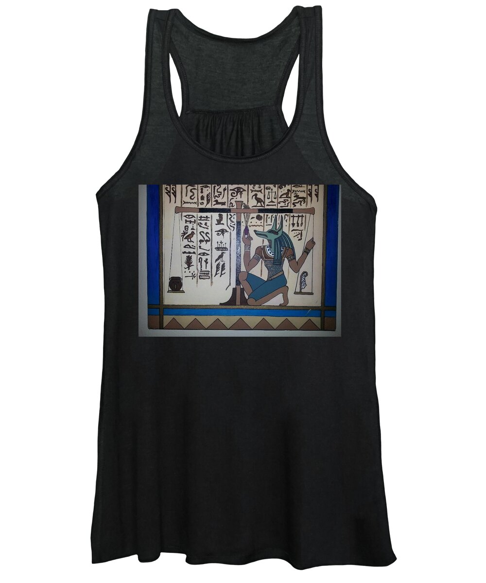 #egyptianart #bookofthedeadart #egyptianpaintings #coolart #egypt Women's Tank Top featuring the painting Balancing the Scales by Cynthia Silverman