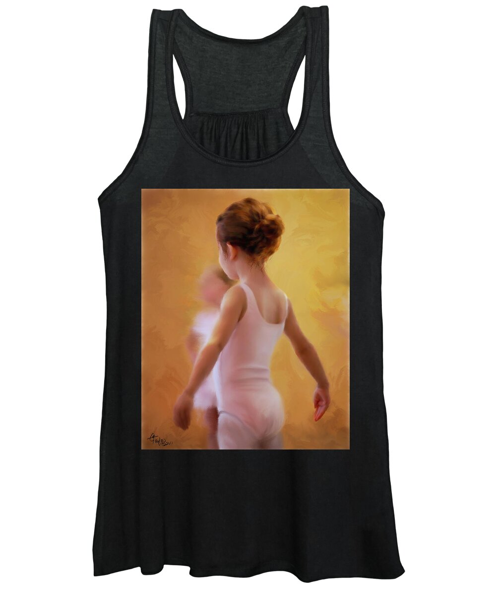 Children Women's Tank Top featuring the painting Ballerina in Pink by Colleen Taylor