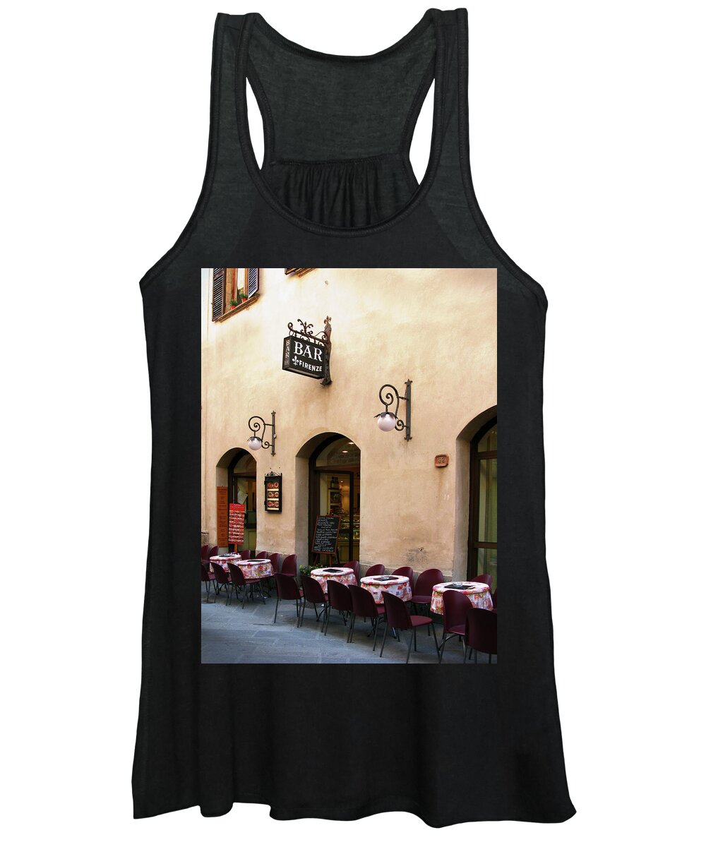 Street View Women's Tank Top featuring the photograph Bar Firenze, San Gimignano, Tuscany Italy by Lily Malor