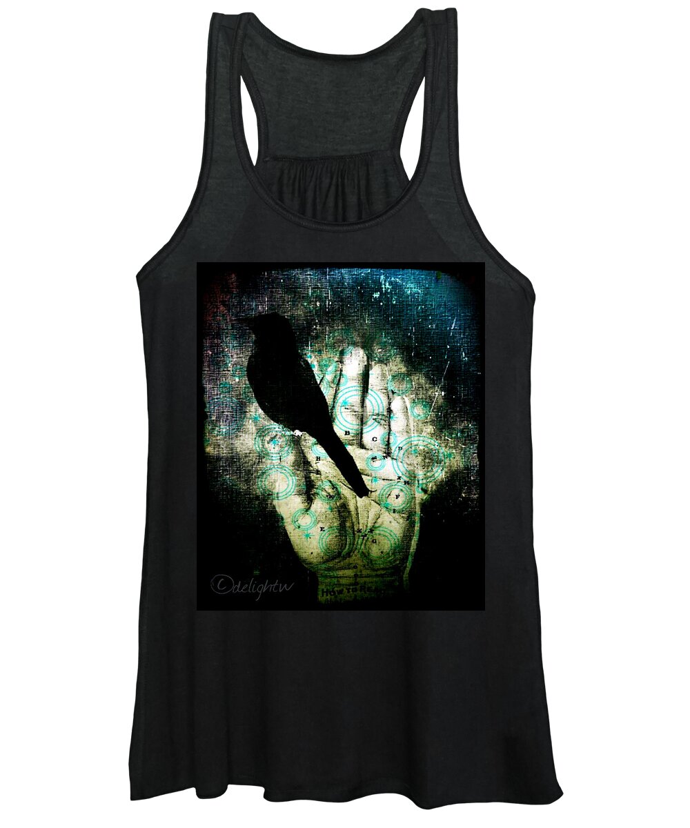 Brow Women's Tank Top featuring the digital art Bird In Hand by Delight Worthyn