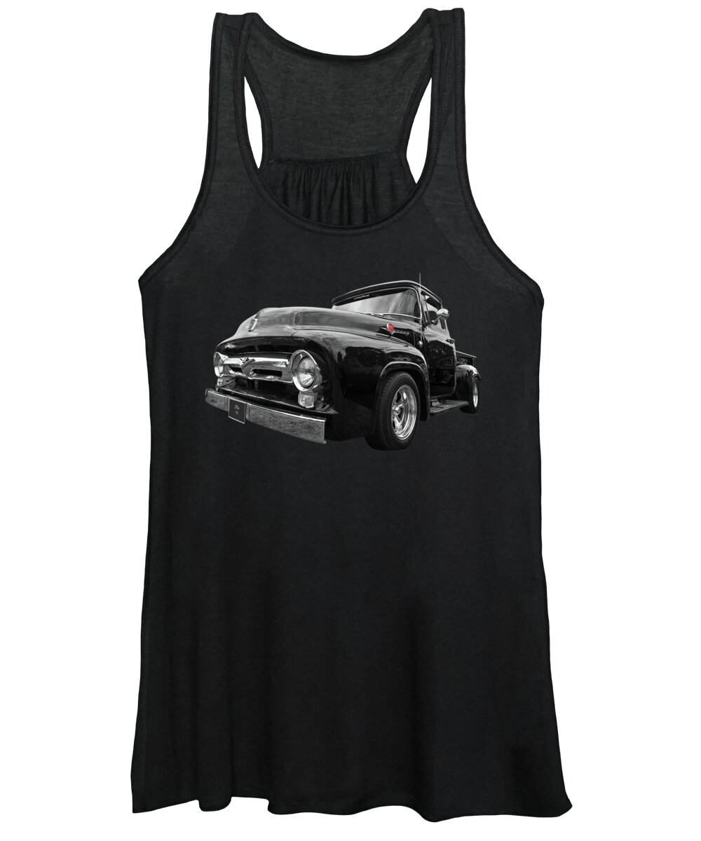 Ford F100 Women's Tank Top featuring the photograph Black Beauty - 1956 Ford F100 by Gill Billington