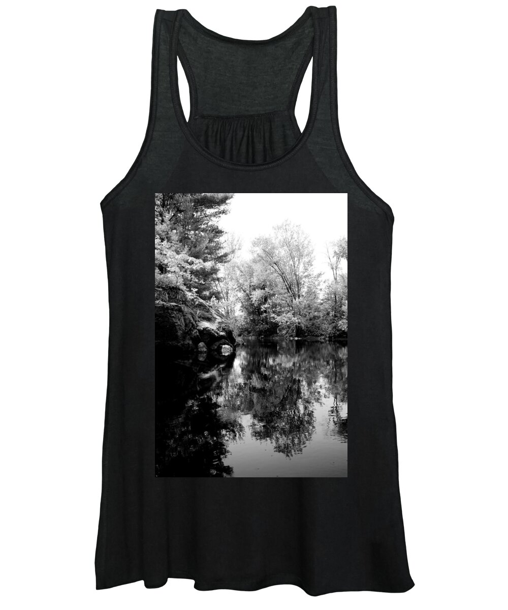 Black And White Women's Tank Top featuring the photograph Black River 6 by JGracey Stinson