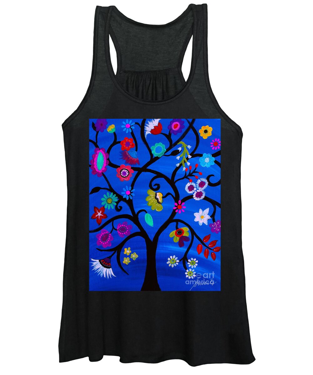 Tree Of Life Women's Tank Top featuring the painting Blessed Tree Of Life by Pristine Cartera Turkus